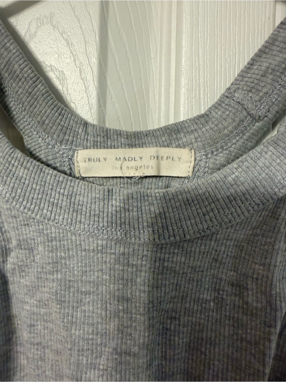 Truly Madly Deeply Gray Ribbed Racerback Tank - Picture 2 of 2
